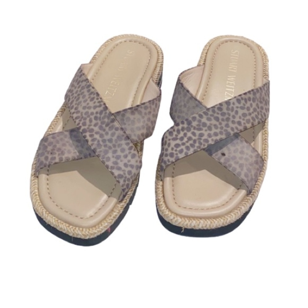 Stuart Weitzman Leopard Print Slide 7 Suede Sanda… - image 5